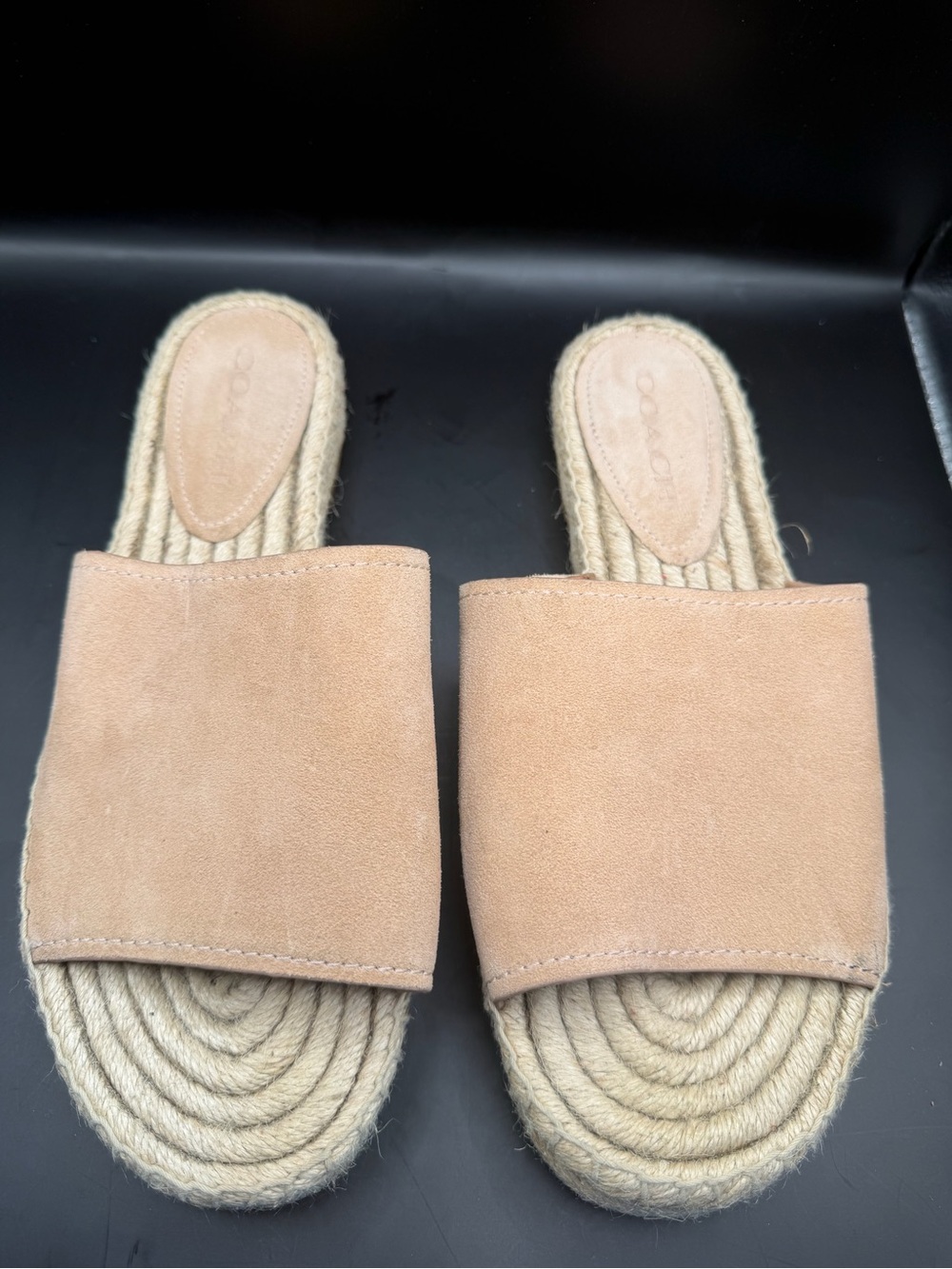 Coach Claudia Suede Espadrille Slide Sandals Beige Women’s Size 10B - Picture 2 of 9